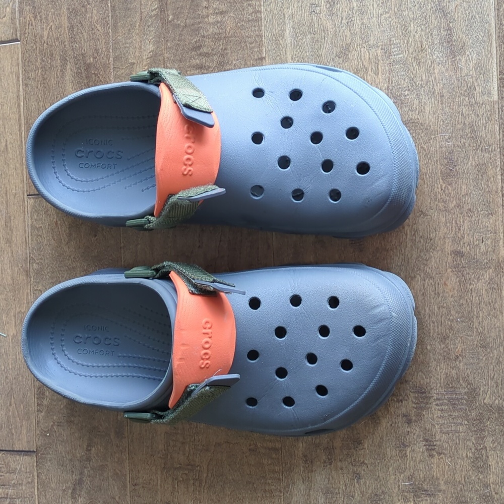 Gray Crocs Classic All-Terrain Clogs Men Size 9.5 & Women Size 11